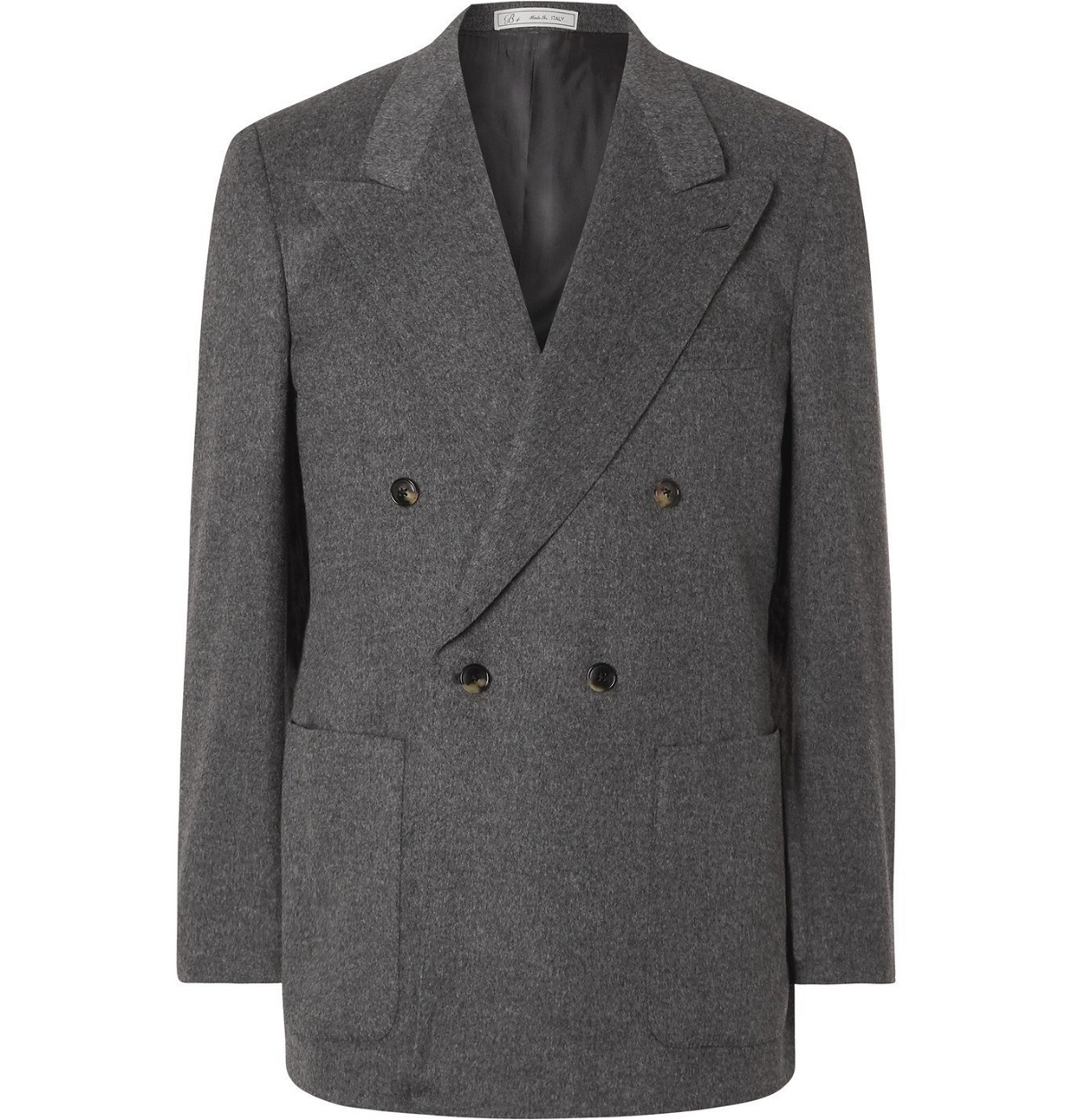 Photo: UMIT BENAN B - Double-Breasted Camel Suit Jacket - Gray