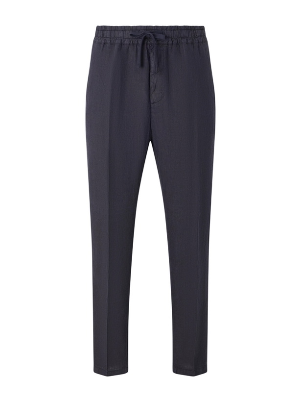 Photo: Altea - Mattia Straight-Leg Linen Drawstring Trousers - Blue