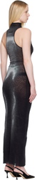 Jean Paul Gaultier Black & Silver 'The Long Silver Body Dust' Maxi Dress