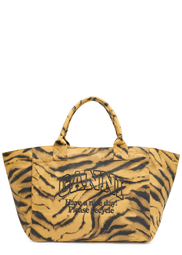Photo: Ganni Zebra Print Xxl Shopper Canvas Tote bag - Multicoloured - One Size