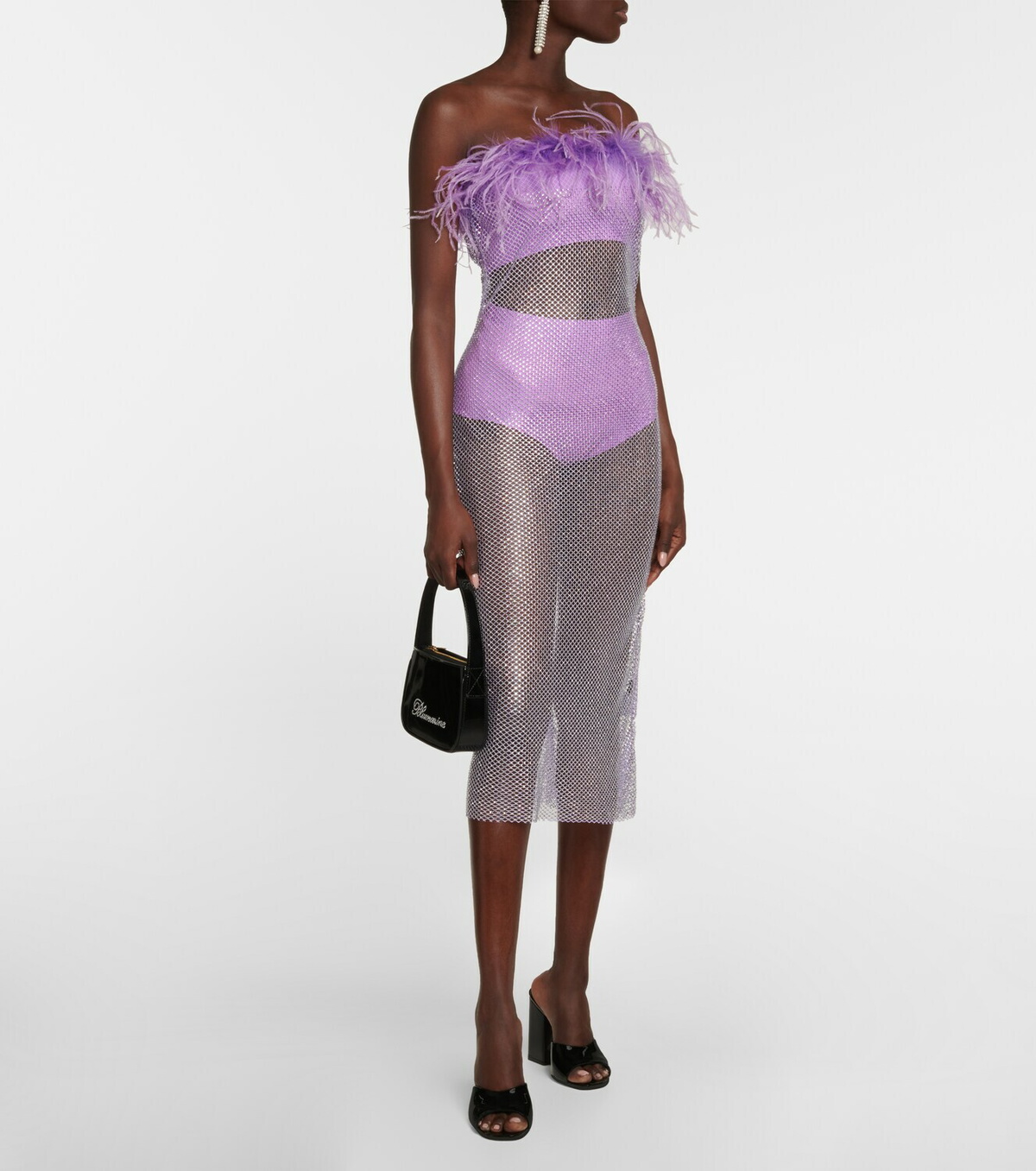 Giuseppe di Morabito Feather-trimmed embellished midi dress