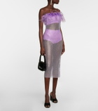 Giuseppe di Morabito Feather-trimmed embellished midi dress