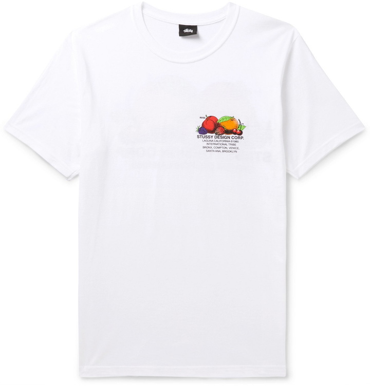 Photo: Stüssy - Printed Cotton-Jersey T-Shirt - White