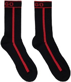 Hugo Two-Pack Black Striped Socks