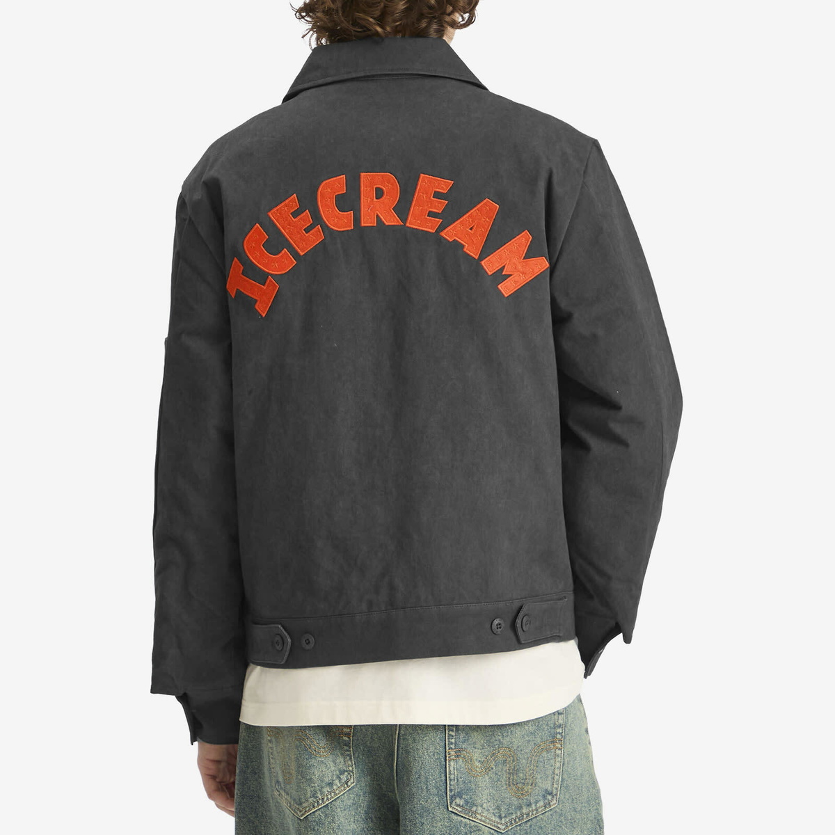 ICECREAM Men's Cone Patch Work Jacket in Washed Black