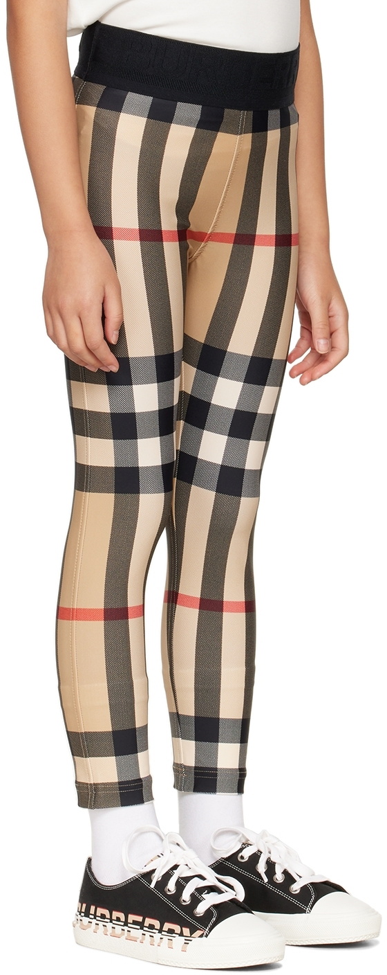 Burberry Kids Beige Check Leggings Burberry