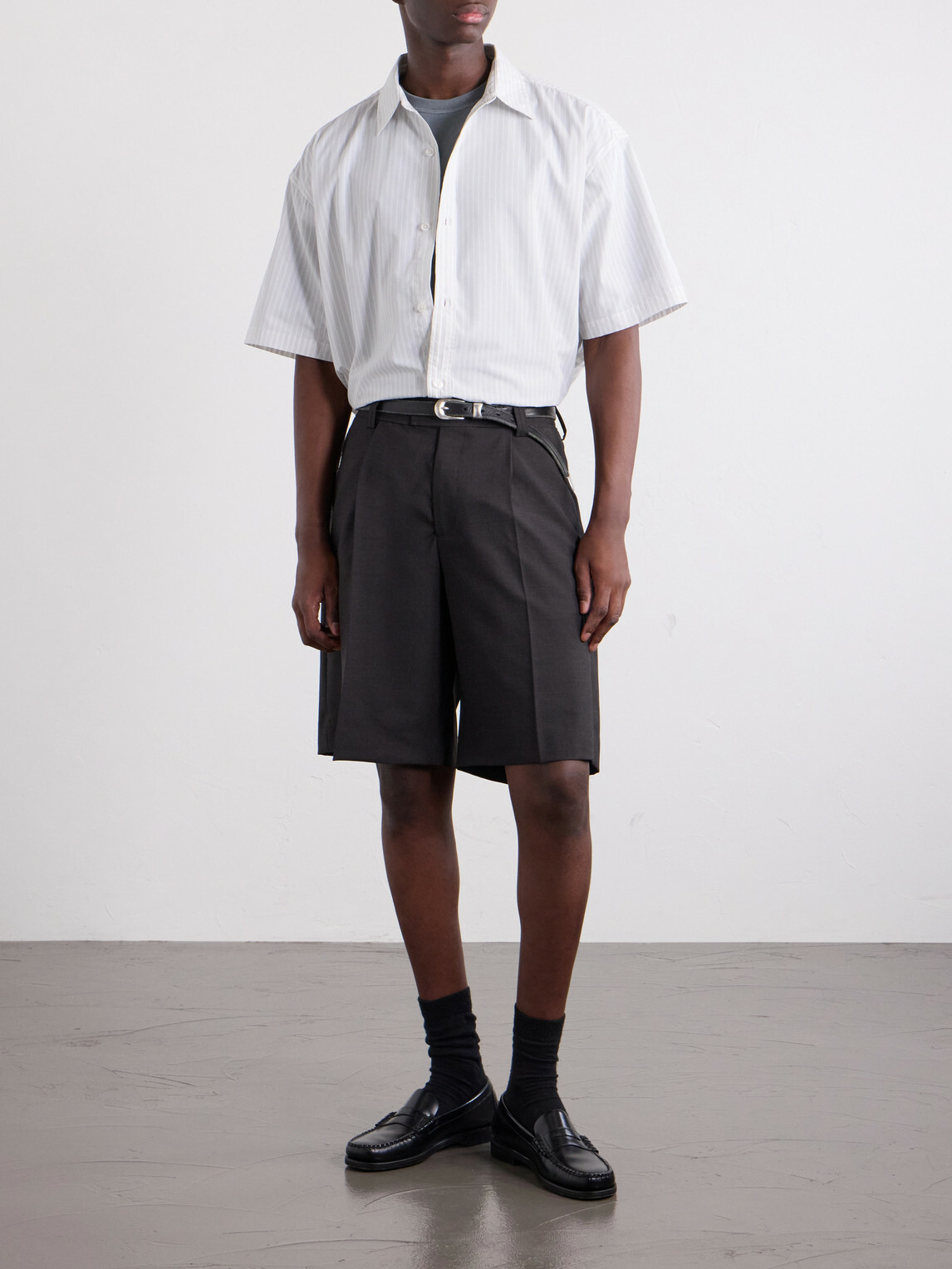 WTAPS - Logo-Appliquéd Striped Poplin Shirt - Gray
