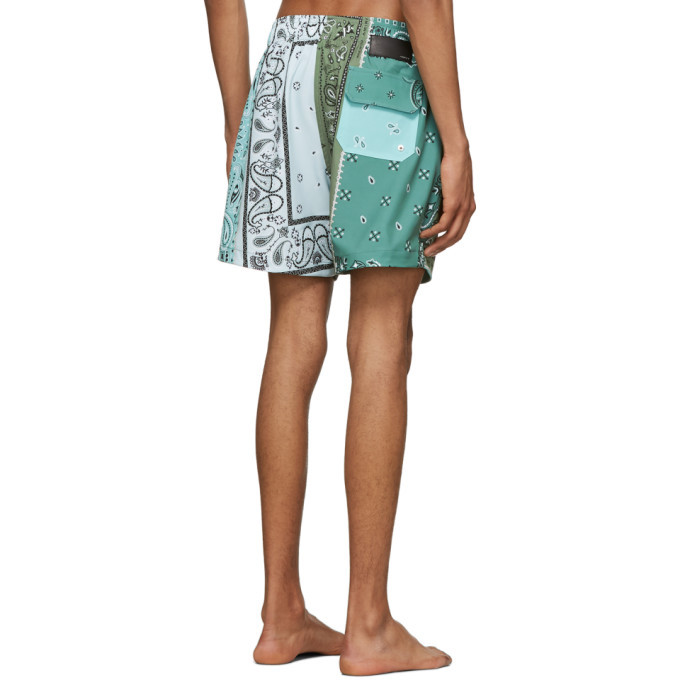 Amiri Green Bandana Reconstructed Swim Shorts