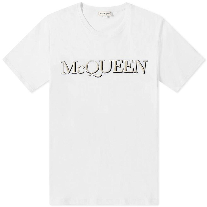 Photo: Alexander McQueen Men's Logo T-Shirt in Wht&Mlt