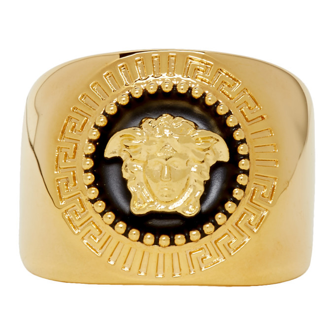 Versace Gold and Black Medusa Ring Versace