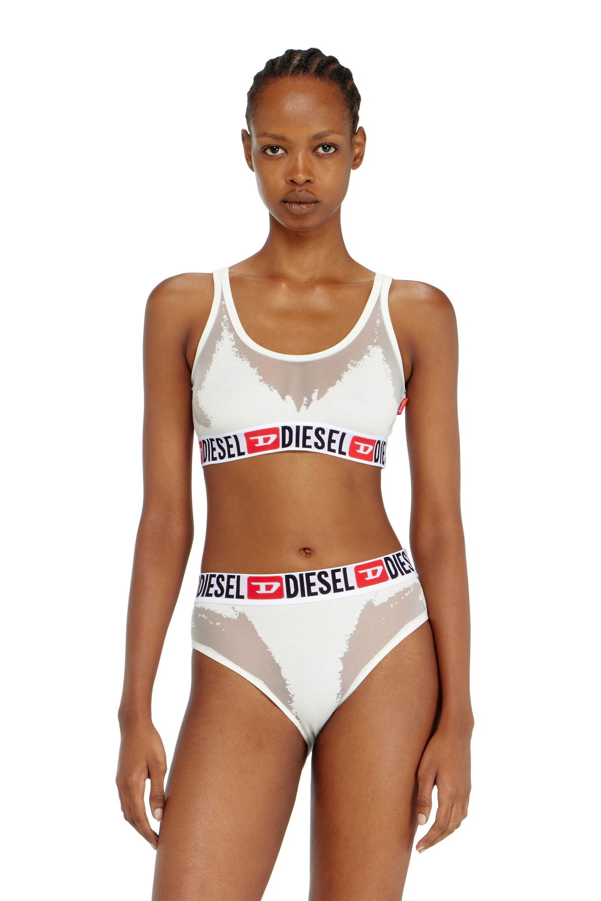 Diesel Bralette with sheer devoré effect - Bras Womens in White