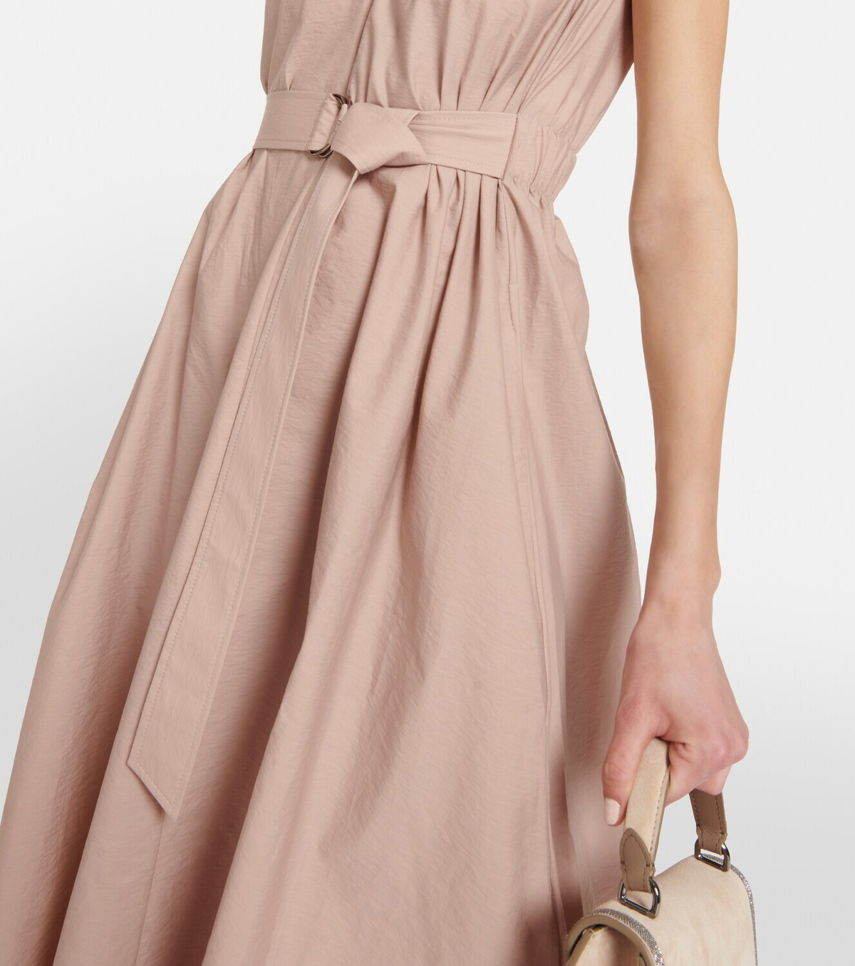 Brunello Cucinelli Belted V Neck Midi Dress Brunello Cucinelli