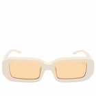 Le Specs x No Problemo Blackpool Sunglasses in Off White/Amber Tint 