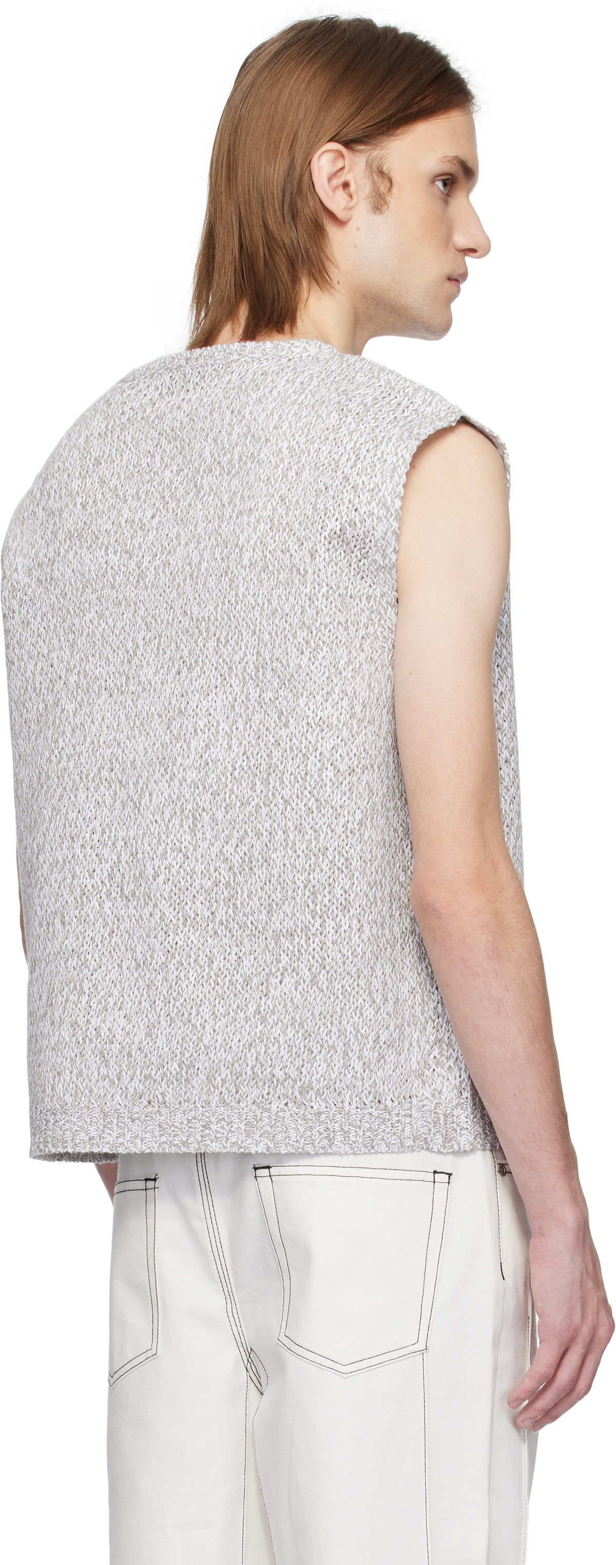 Karmuel Young Gray Crew Neck Knit Vest