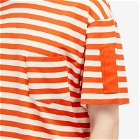 Sunspel Men's x Nigel Cabourn Stripe Pocket T-shirt in Orange/Stone White Wide Stripe