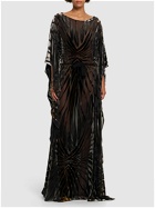 ROBERTO CAVALLI Velvet & Silk Devoré Long Caftan Dress