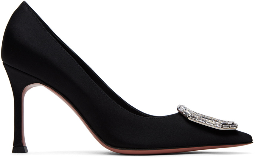 Amina Muaddi Black Silk Pumps main image 0