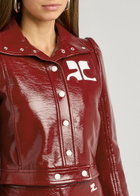 Courrèges Logo Cropped Vinyl Jacket Red