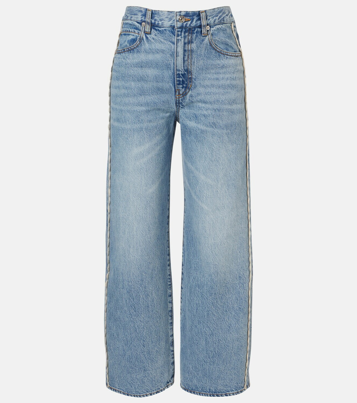Frame Crochet Bow cropped wide-leg jeans