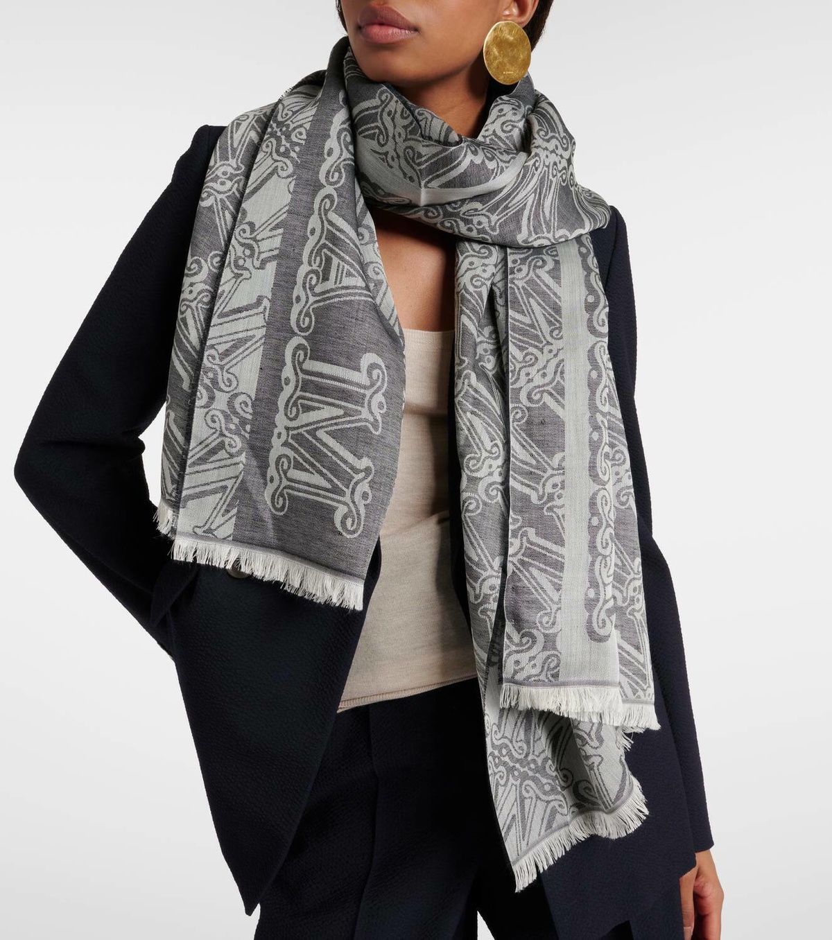 Max Mara Eleonor wool, silk, and linen scarf Max Mara