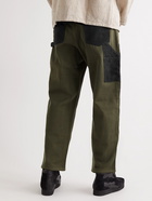 Karu Research - Straight-Leg Embroidered Panelled Cotton-Twill Trousers - Green