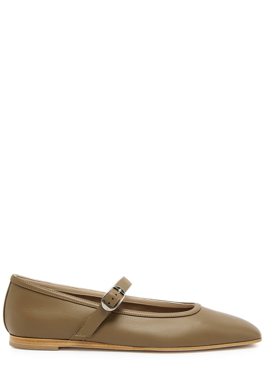 LE Monde Beryl Mary Jane Leather Ballet Flats Taupe