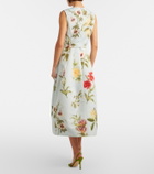 Oscar de la Renta Belted floral faille cocktail dress
