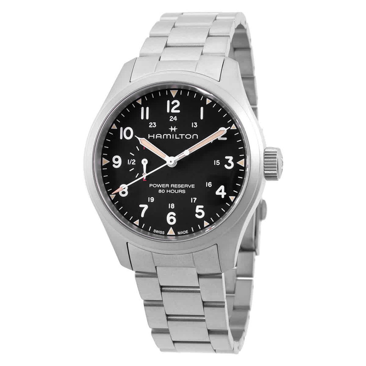 Photo: Hamilton Khaki Field Mechanical Power Reserve Black Dial Mens Watch H69509130
