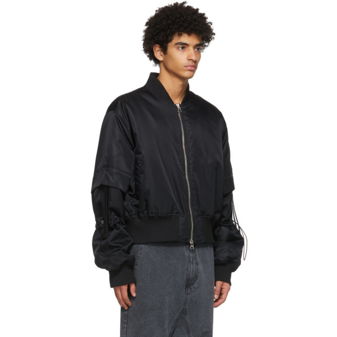 JERIH Black Detachable Bomber Jacket