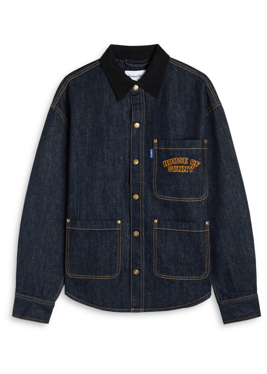 House OF Sunny Designer-embroidered Denim Shirt Indigo