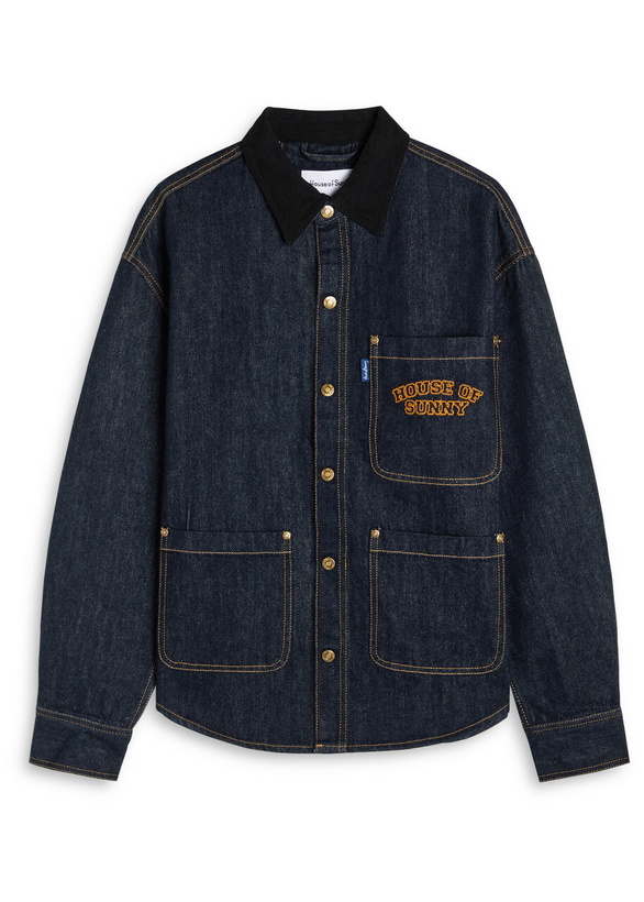 Photo: House OF Sunny Designer-embroidered Denim Shirt Indigo