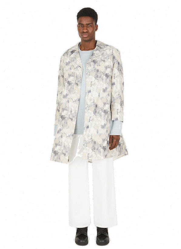 Photo: Abstract Print Trench Coat in Grey