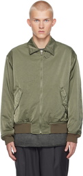 YLÈVE Khaki Nylon Twill Bomber Jacket