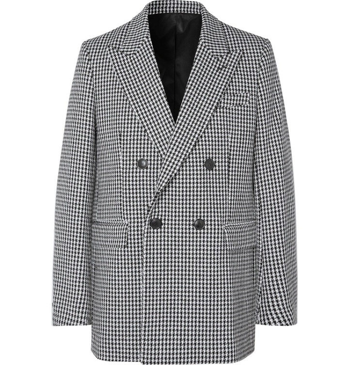 Photo: AMI - Black Oversized Double-Breasted Houndstooth Virgin Wool-Blend Blazer - Black