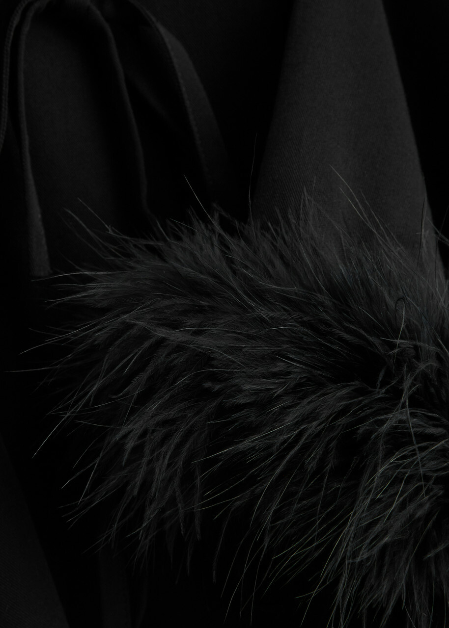 Sleeper Capricorn Feather-trimmed Twill Pyjama set Black