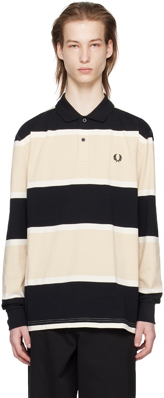 Photo: Fred Perry Black & Beige Striped Polo