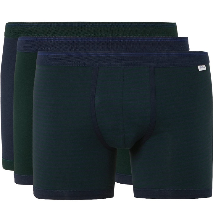 Photo: Schiesser - Lorenz Three-Pack Stretch Cotton and Modal-Blend Boxer Briefs - Multi