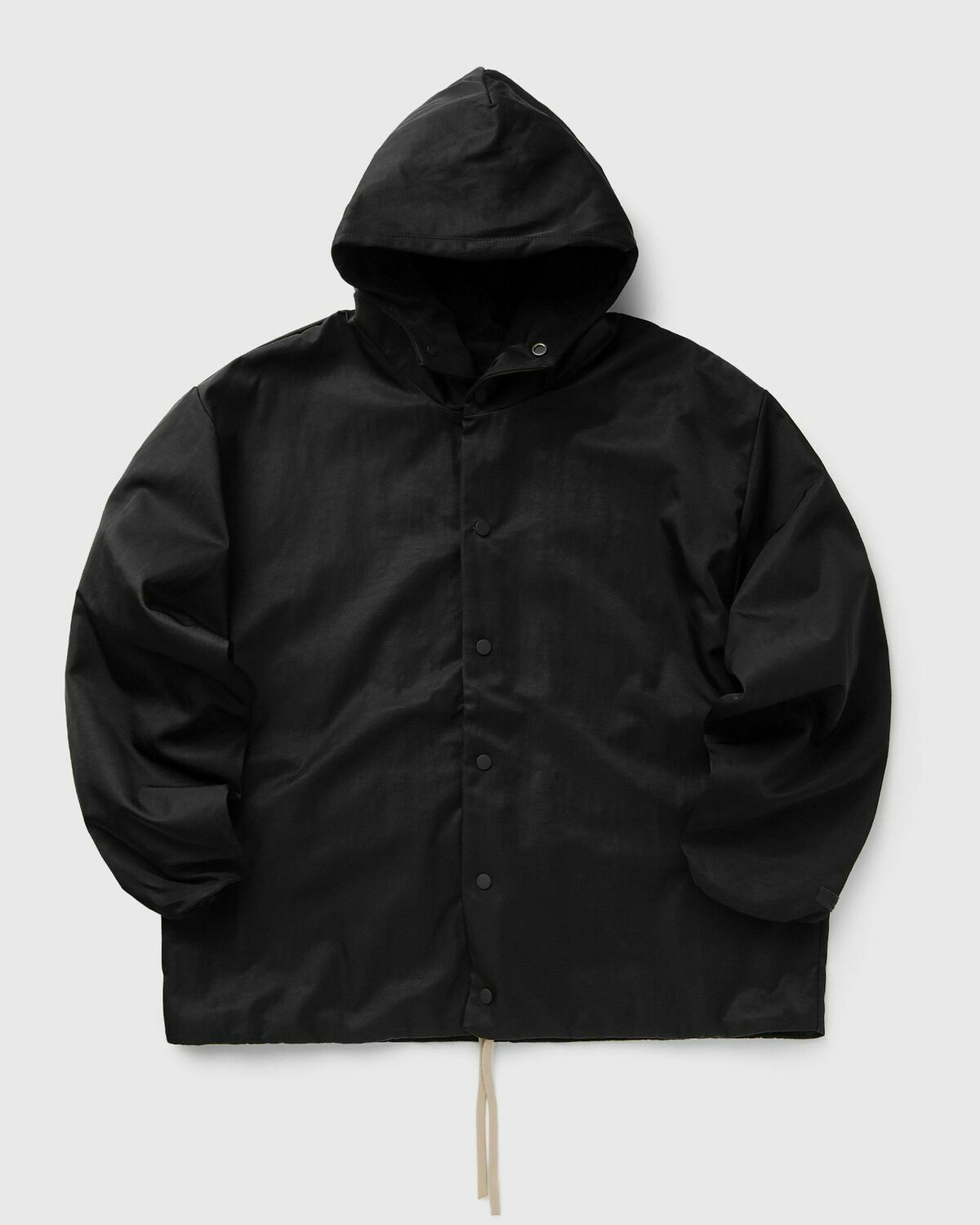 fear of god essentials Coaches Jacket 黒 Fear of God Essentials Textured Nylon Hooded Coaches Jacket