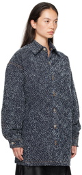 Stella McCartney Blue Oversized Bouclé Denim Jacket