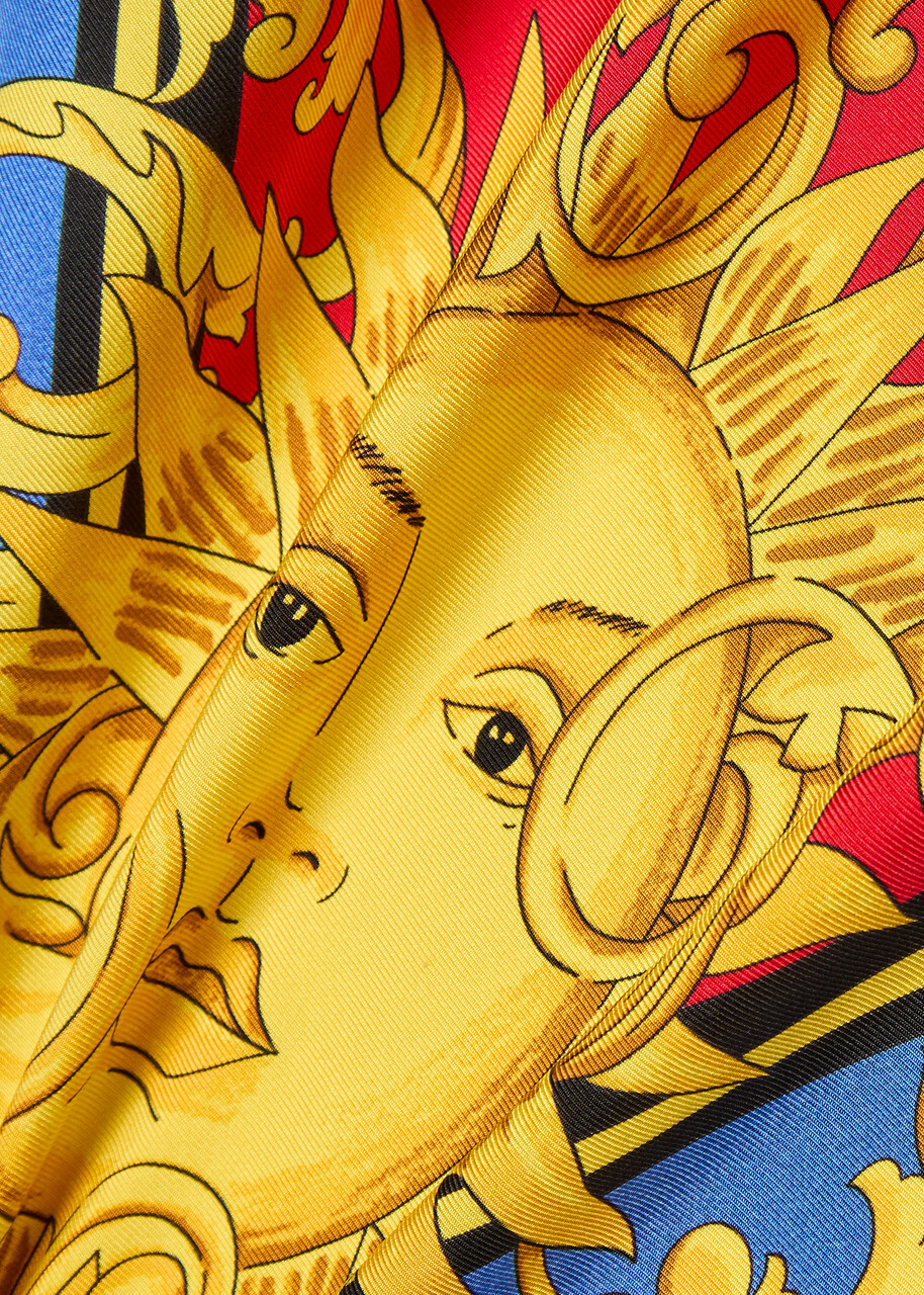 Versace Foulard Printed Silk Twill Scarf - Blue - One Size
