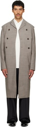 Jil Sander Gray Double-Breasted Coat
