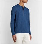 Orlebar Brown - Arlo Slim-Fit Indigo-Dyed Mélange Cotton-Jersey Henley T-Shirt - Blue