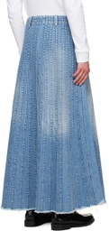 Stefan Cooke Blue Paneled Denim Maxi Skirt