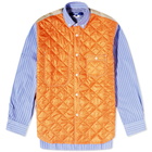 Junya Watanabe MAN Men's Broad Stripe Quilted Over shirt in White/Blue/Orange