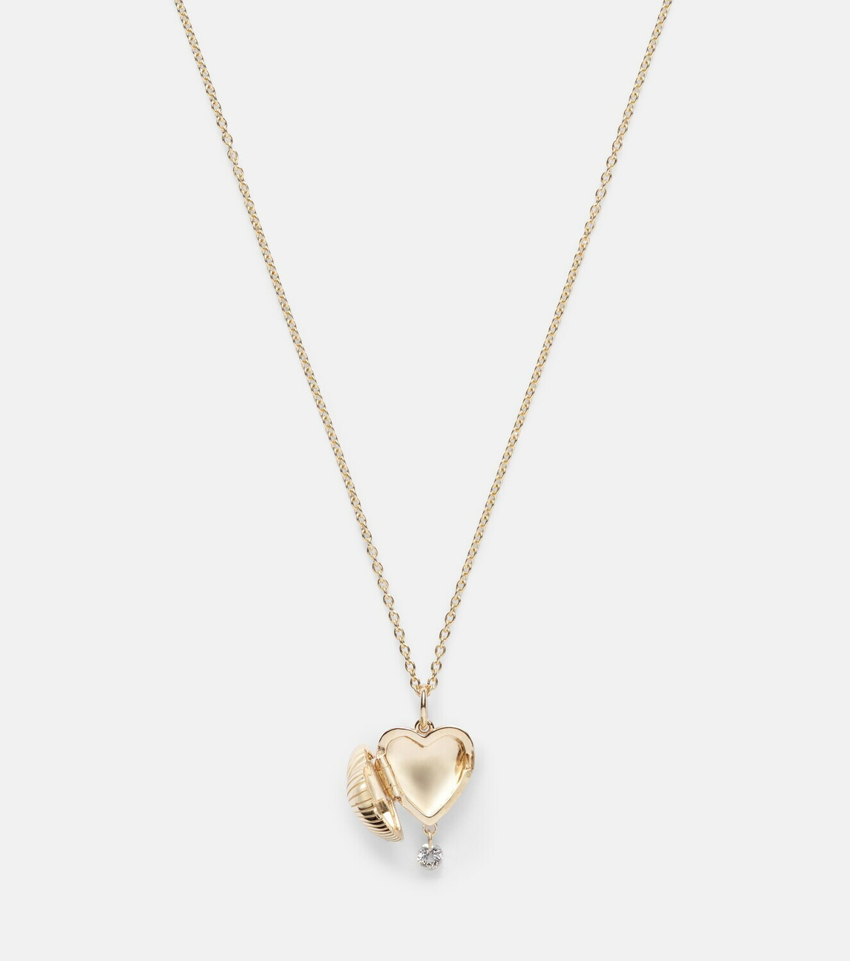 Persée Heart Locket 9kt gold necklace with diamonds