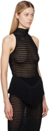 ALAÏA Black Fringes Tank Top