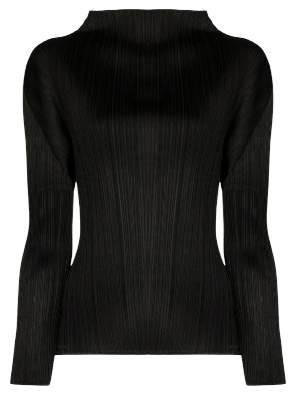 Pleats Please Issey Miyake Black Plissé Mock Neck Top Pleats