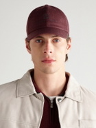 Brunello Cucinelli - Logo-Embroidered Leather-Trimmed Wool-Flannel Baseball Cap - Burgundy