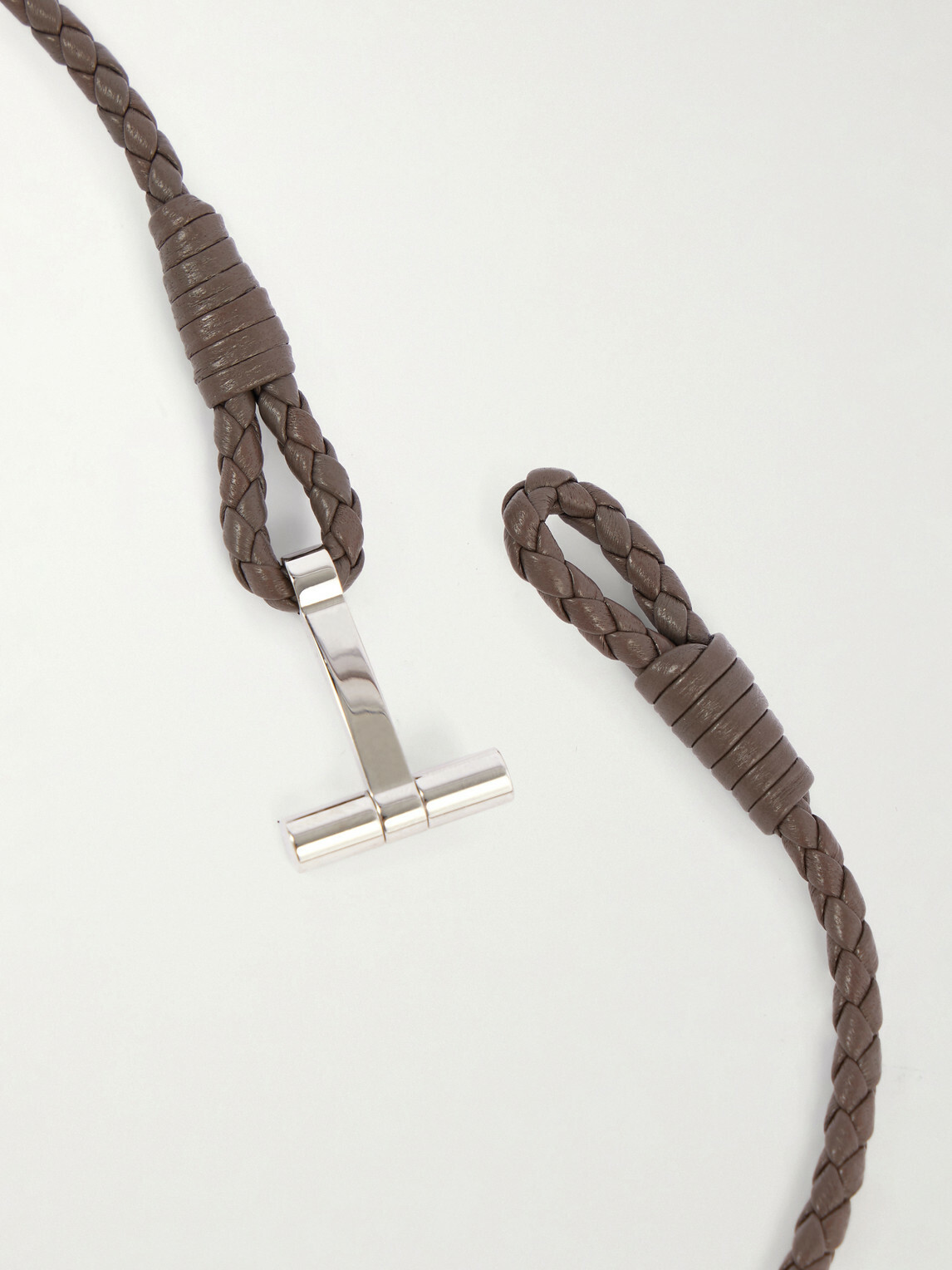 TOM FORD - Woven Leather and Silver-Tone Wrap Bracelet - Brown