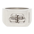 Balenciaga Silver BB Logo Ring